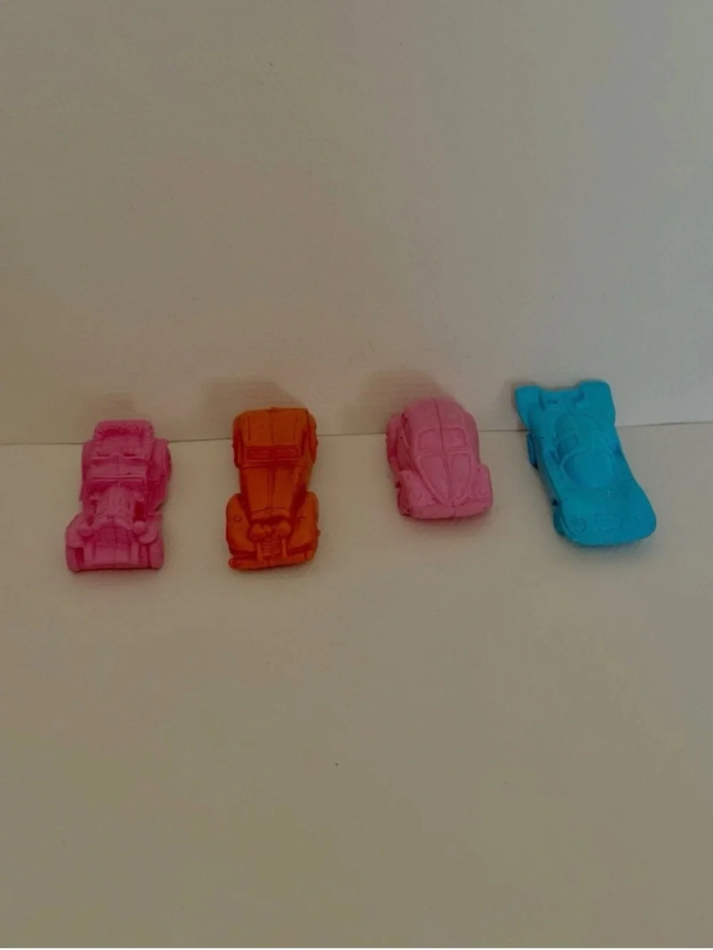 Lot of 4 Vintage Diener Rubber Eraser Cars 1909 Flyabout 1938 Suiza Ferrari Bug